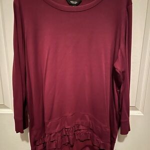 Simply Vera Vera Wang Deep Red Ruffle Top